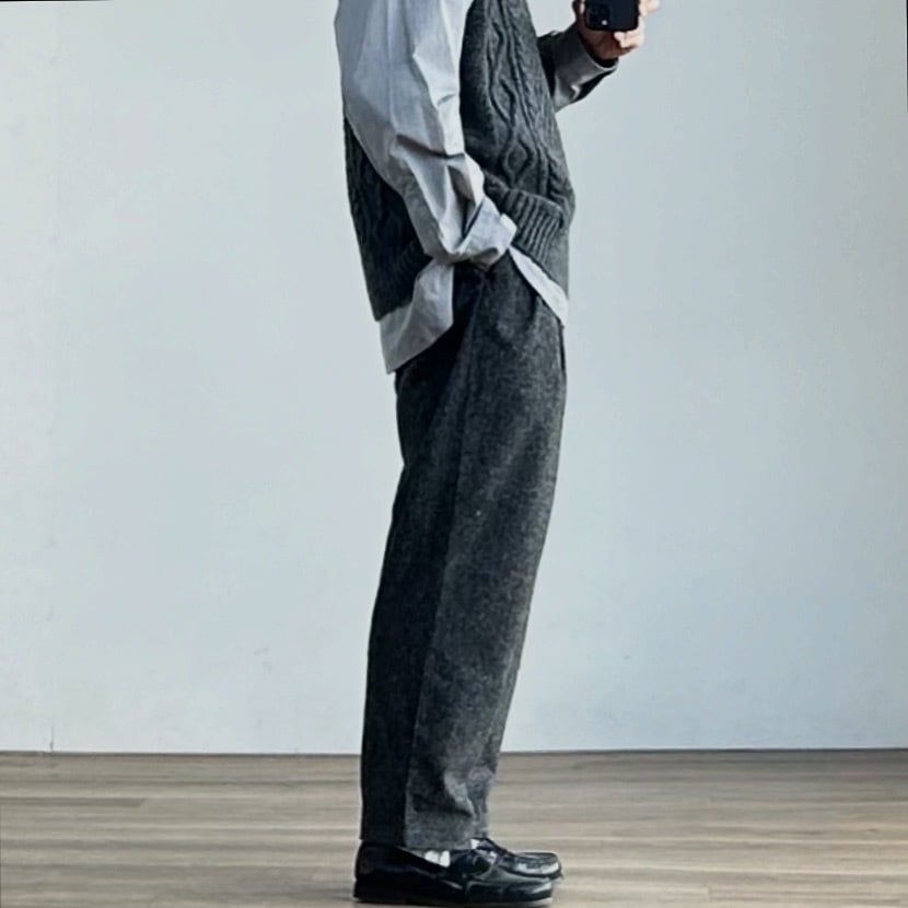 25AW》【STILL BY HAND】SILK NEP WOOL EASY WIDE TROUSERS スティル