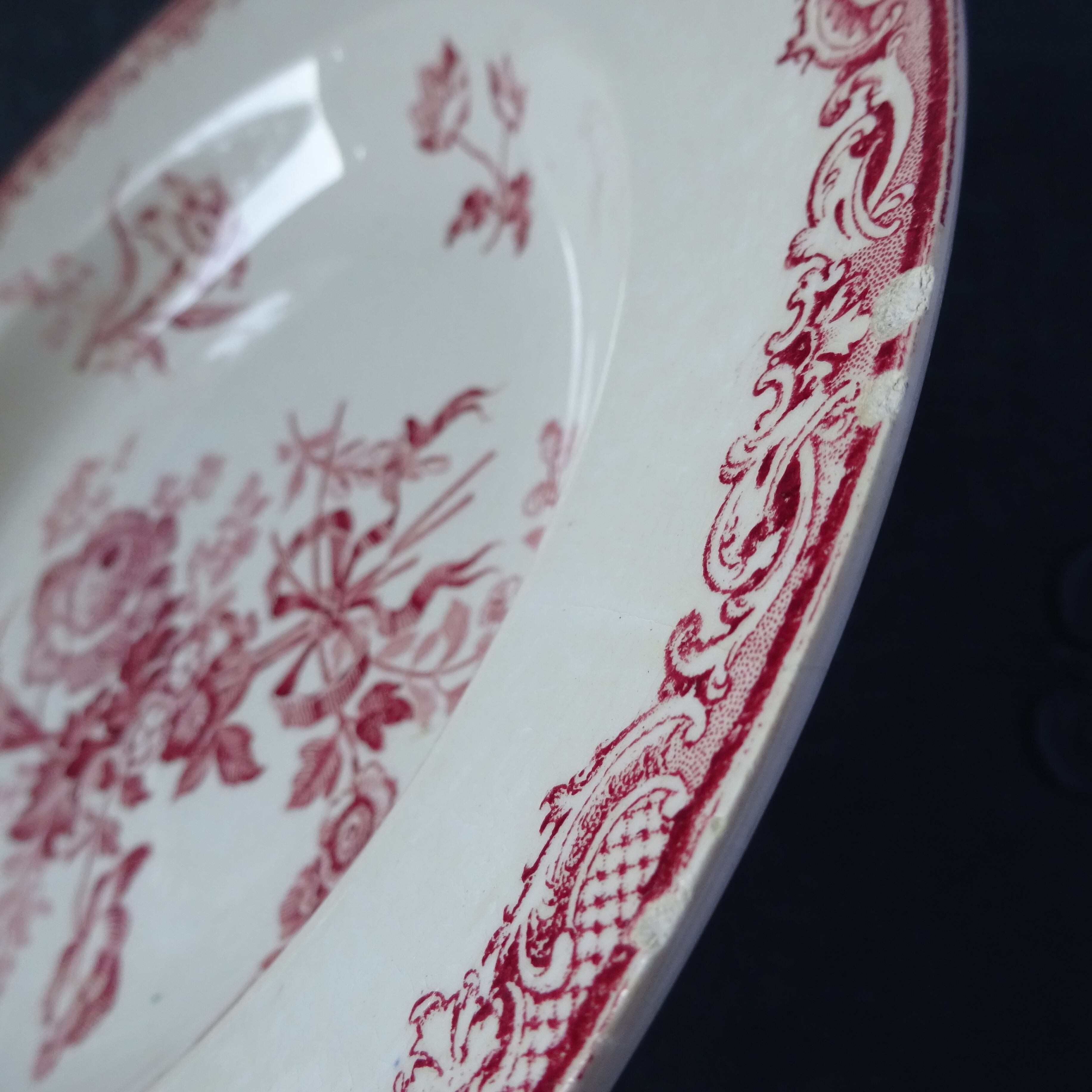 【金継ぎ用】Sarreguemines＊modèle《FONTANGES》assiette creuse pour Kintsugi (F)