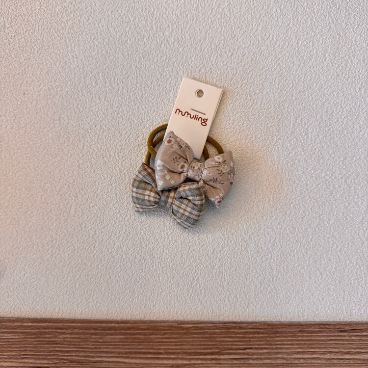 チェックリボンヘアゴム