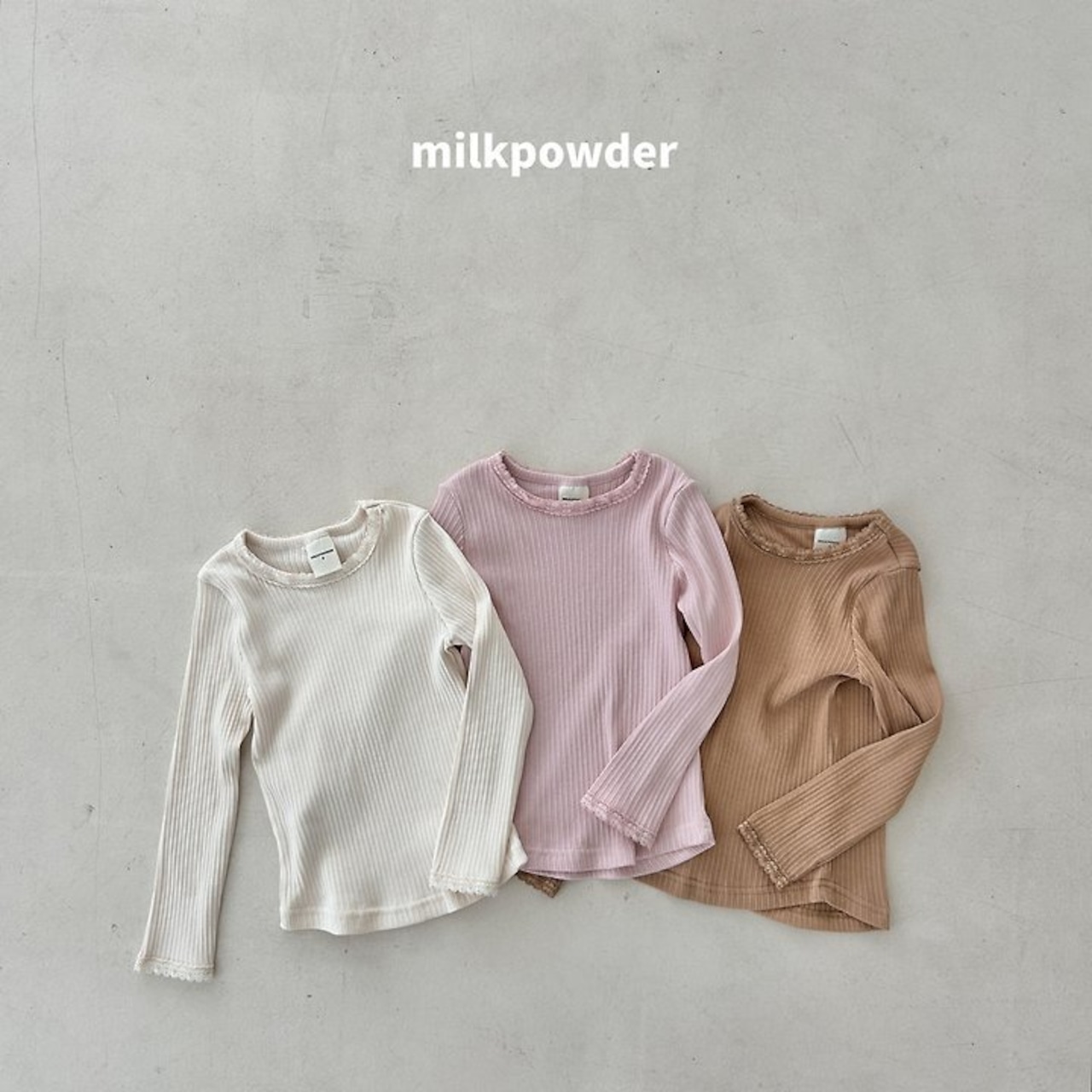 韓国子供服 / 26Autumn / 〖取寄〗milkpowder / もっちりTシャツ / 女子服 *XS~JS*
