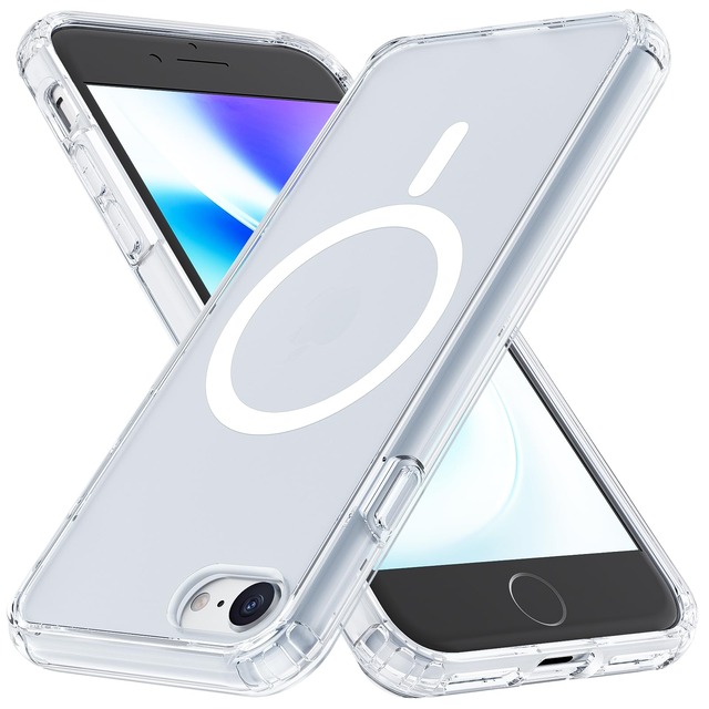 【水晶級透明・米軍MIL規格】WHTMM iPhone SE2/SE3/7/8 用 ケース クリア 指紋つかない 黄ばみにくい MagSafe対応