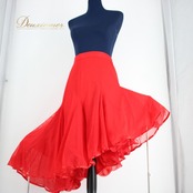 社交ダンス 衣装 スタンダード ラテン スカート レッスンウェア レディース オールシーズン レッド系 赤 SEKINE セキネ 無地 派手 シンプル アシメ アシンメトリー ダンス スカート フレア スカート おしゃれ 女性用 練習着 フォルム