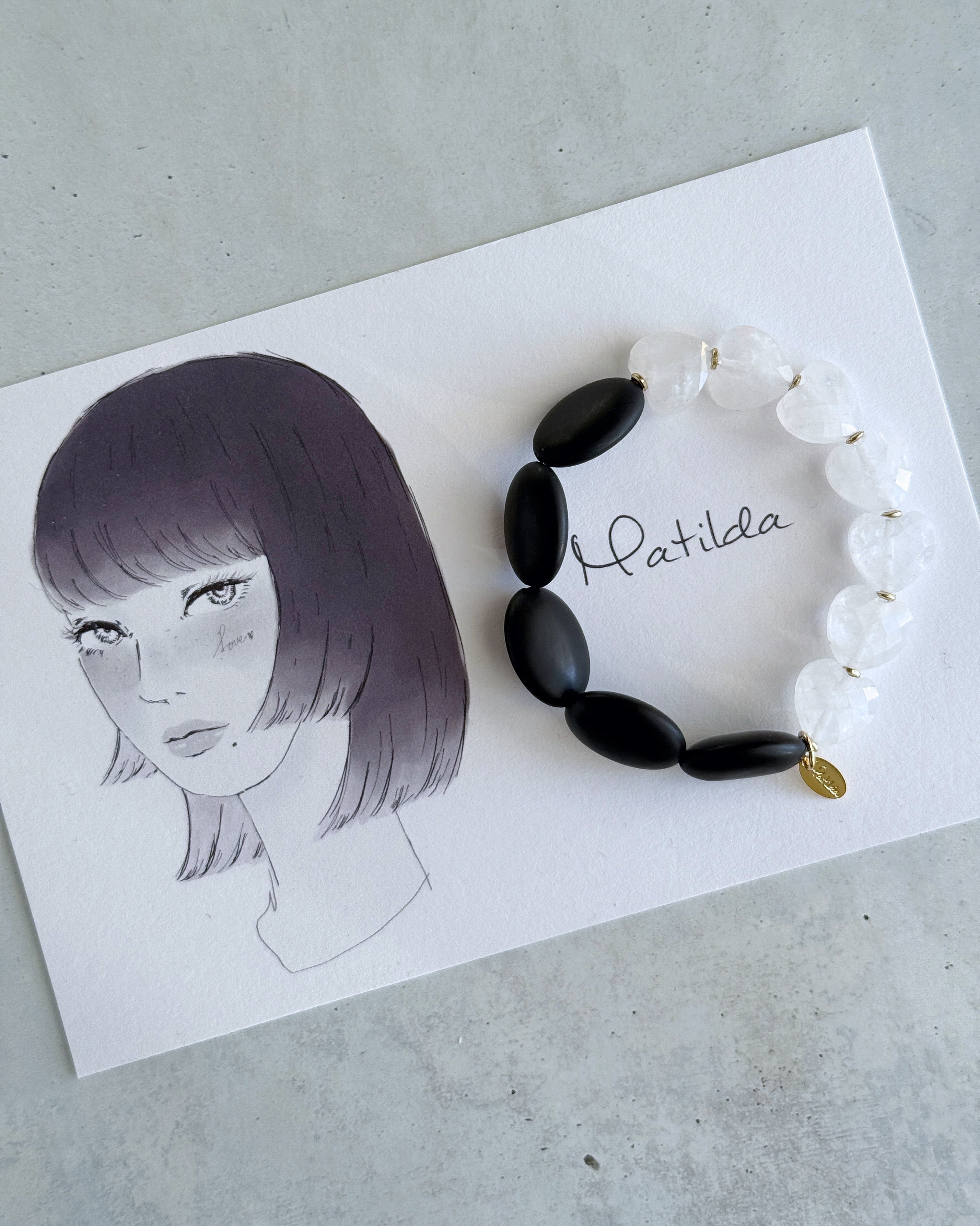 bicolor bracelet(オニキス×クォーツ)