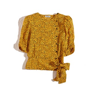 vintage used   nina ricci  /    leopard ribbon blouse