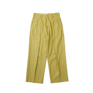 LI/C HERRINGBONE DOUBLE TUCK PANTS / 麻綿ヘリンボーンダブルタックパンツ (YELLOW)