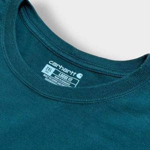 【Carhartt】2XL ビッグシルエット ワンポイント LOOSEFIT ポケットTシャツ ポケT カーハート ディープグリーン 半袖 夏物 US古着