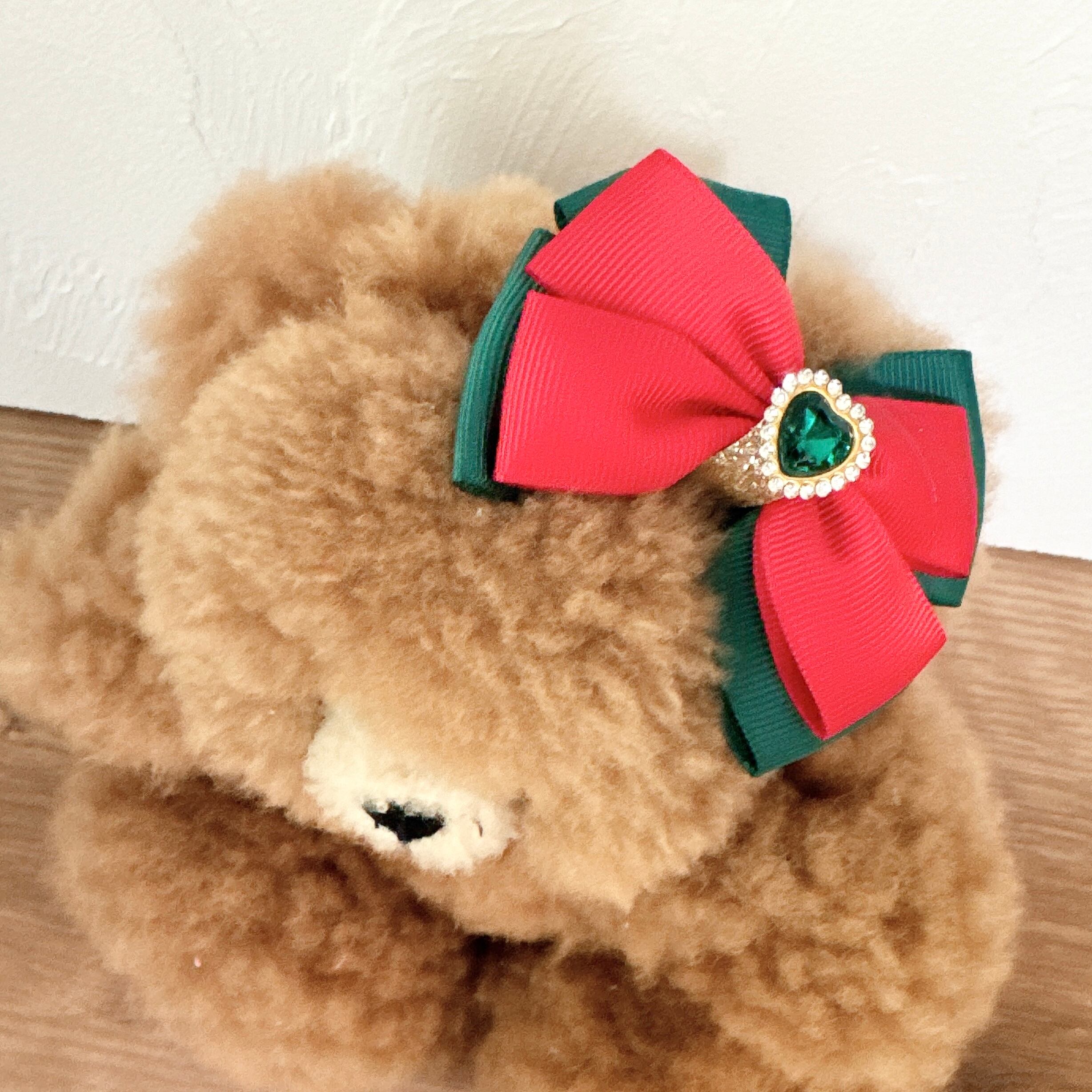 クリスマスカラーリボンヘアバンド(後ろ支え付き)