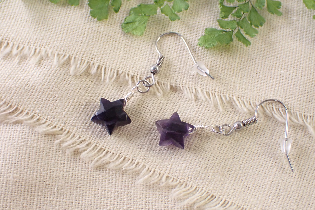 フローライトピアス(スターカット)　　[C9‐184]