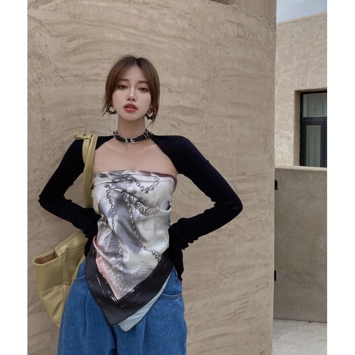 ブラックサマーニットショートセーター ジャケット ロング ブラウス 夏物 ガールズファッション52141629275