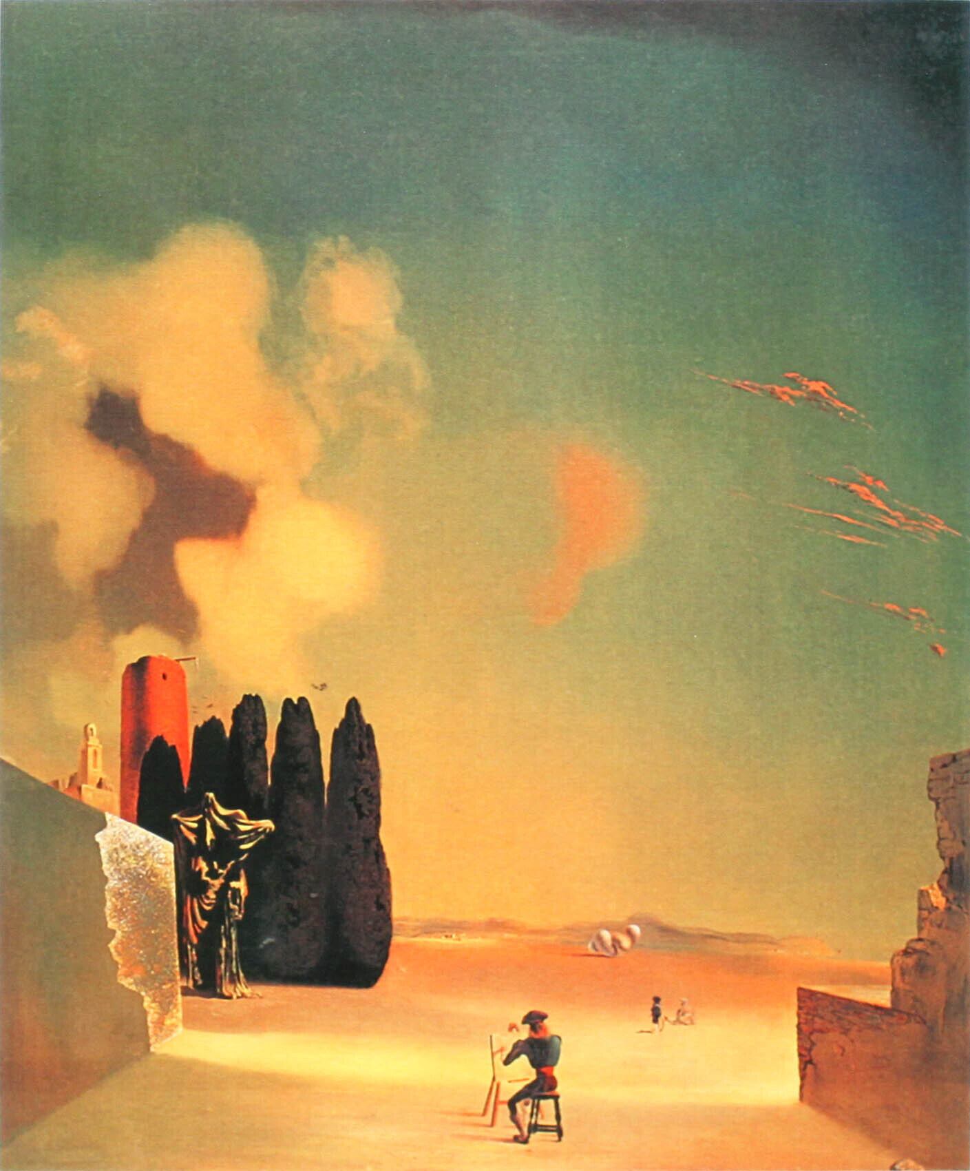 サルバドール・ダリ「謎めいた要素のある風景」作品証明書・展示用フック・限定375部エディション付複製画ジークレ