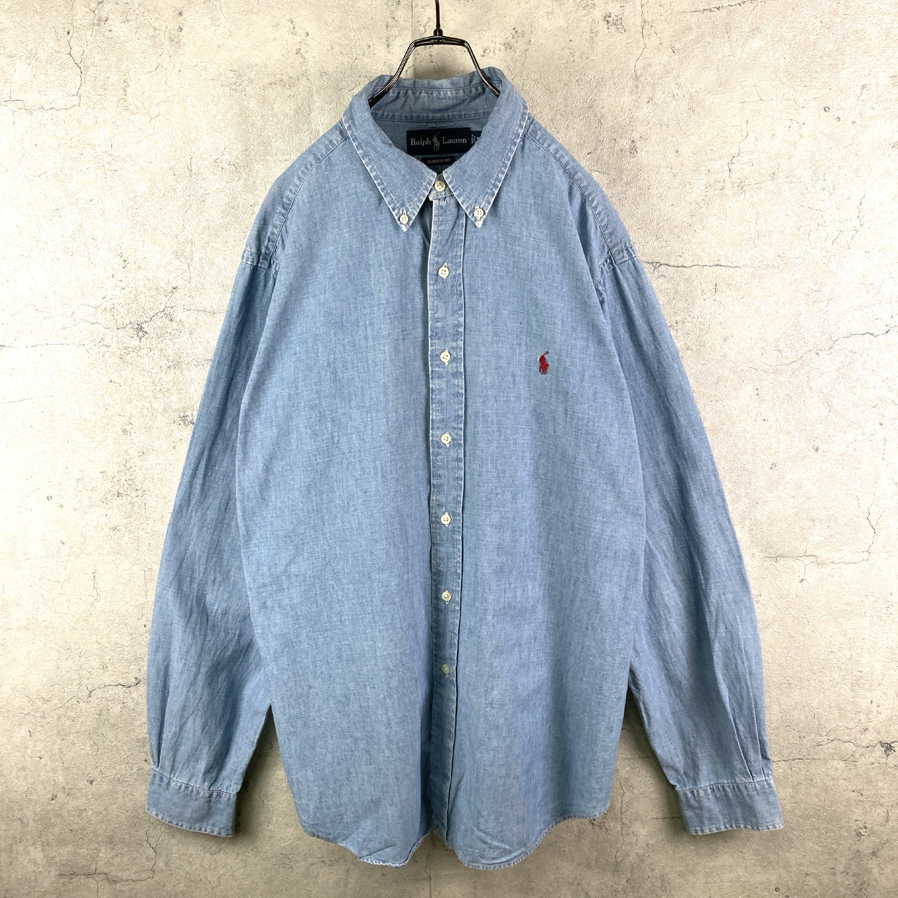 美品 ラルフローレン コットンデニムシャツ ポニー刺繍 近年モデル L相当 90's ラルフローレン デニムシャツ ポニー刺繍 | Pay ID