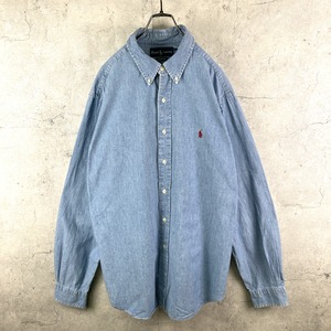 90's ラルフローレン デニムシャツ ポニー刺繍