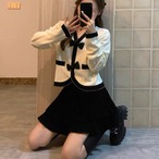 V-Neck Bow Knit Cardigan Jacket