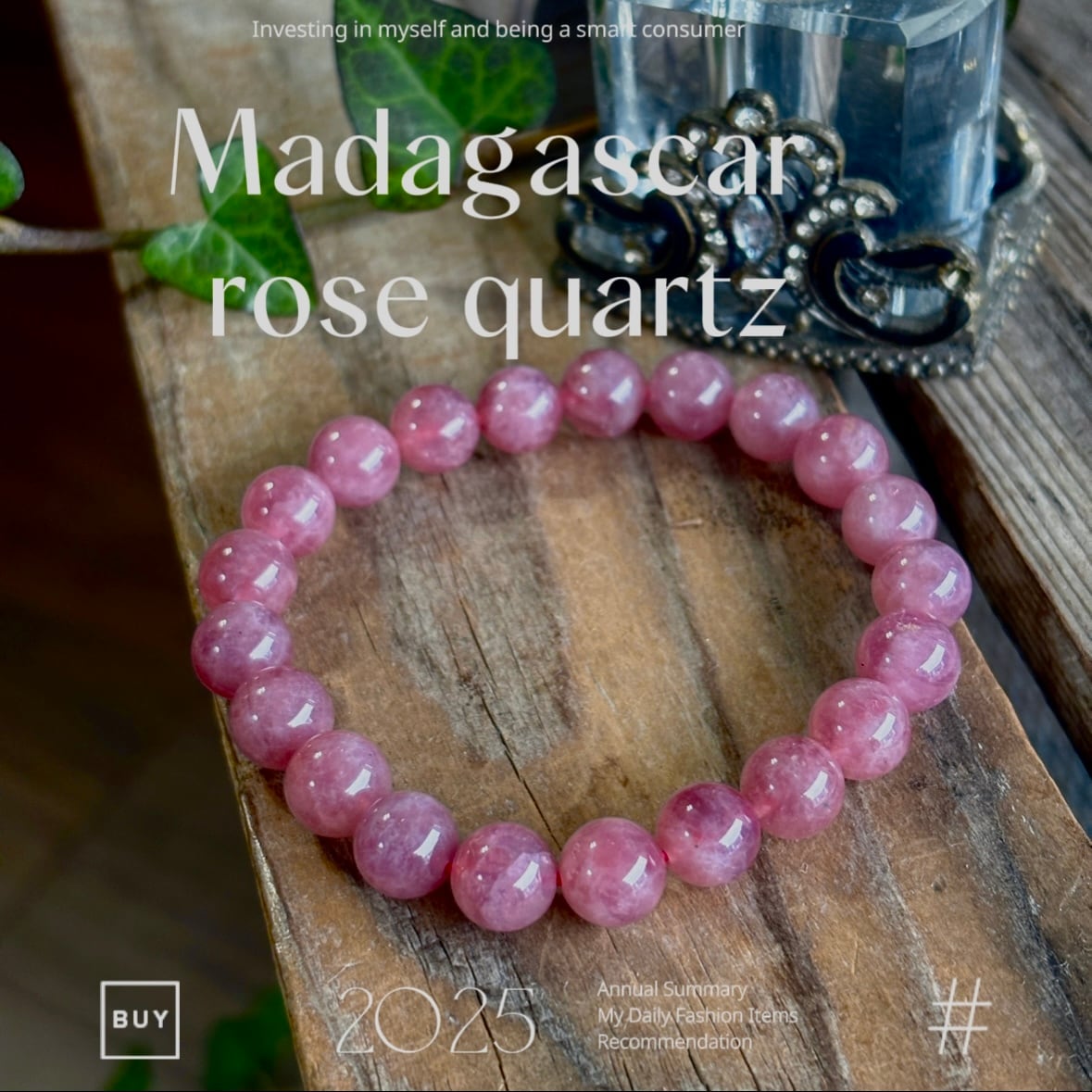 マダガスカル産ローズクォーツブレスレット | 大阪梅田、中崎町の淡水