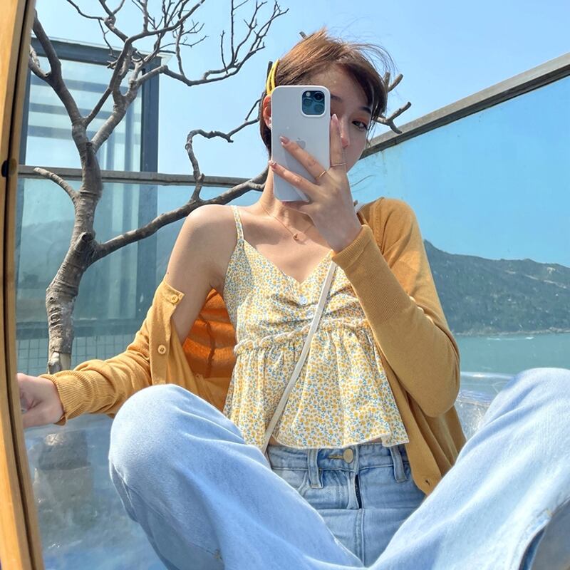 フローラルサマーショートトップス 夏物 花柄 試着室7615574369