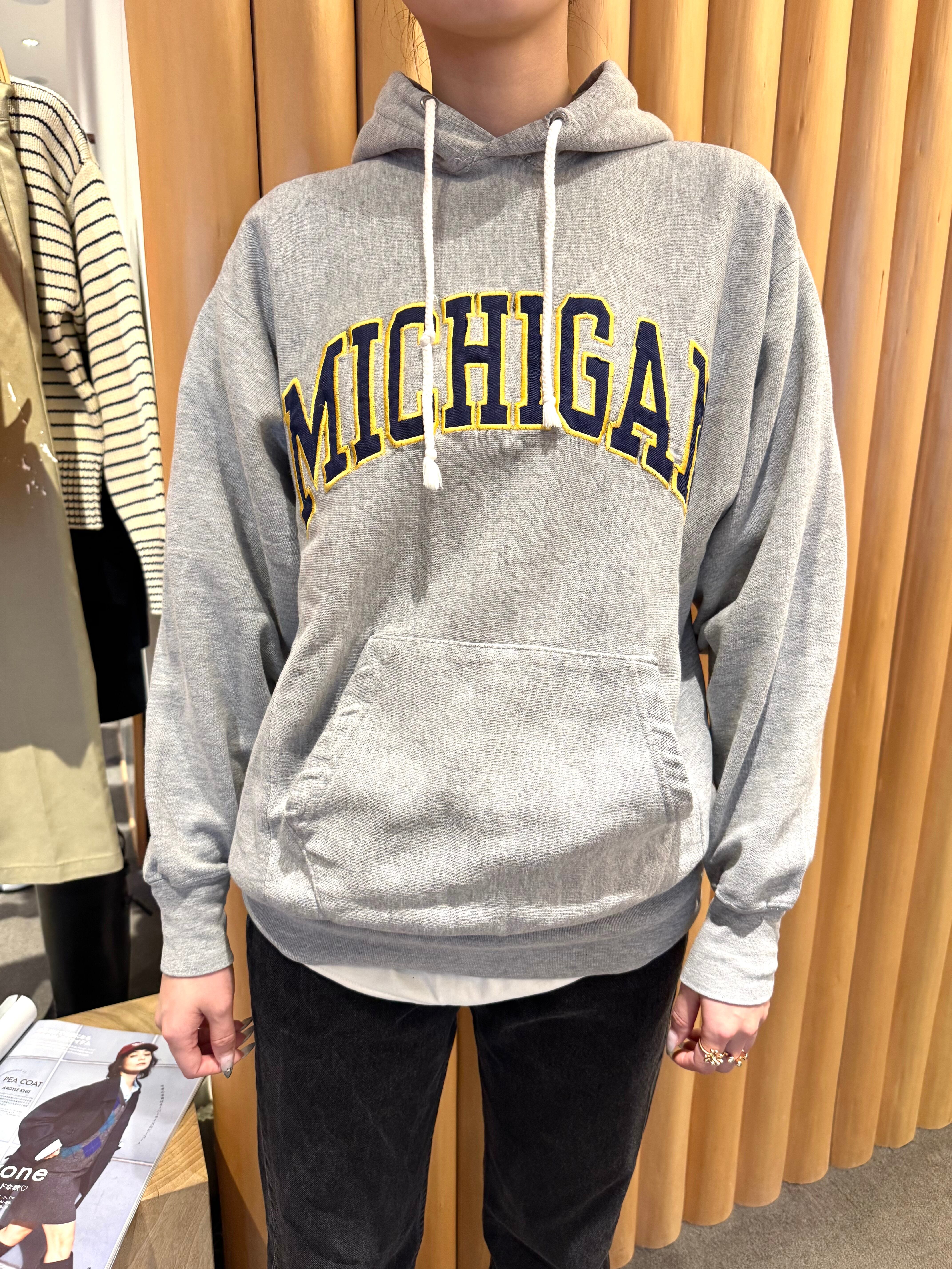 CU3-5 USED SWEAT HOODIE "MICHIGAN"-GREY-✳︎