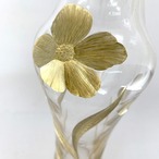 フラワーベース　花瓶　アンティークガラスウェア　アールヌーヴォー　金彩植物 17otb5