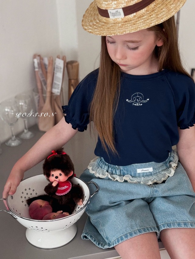 【取寄】poisson｜girl embroidery tee｜少女刺繍T｜S-JM｜kids&jr｜26 summer