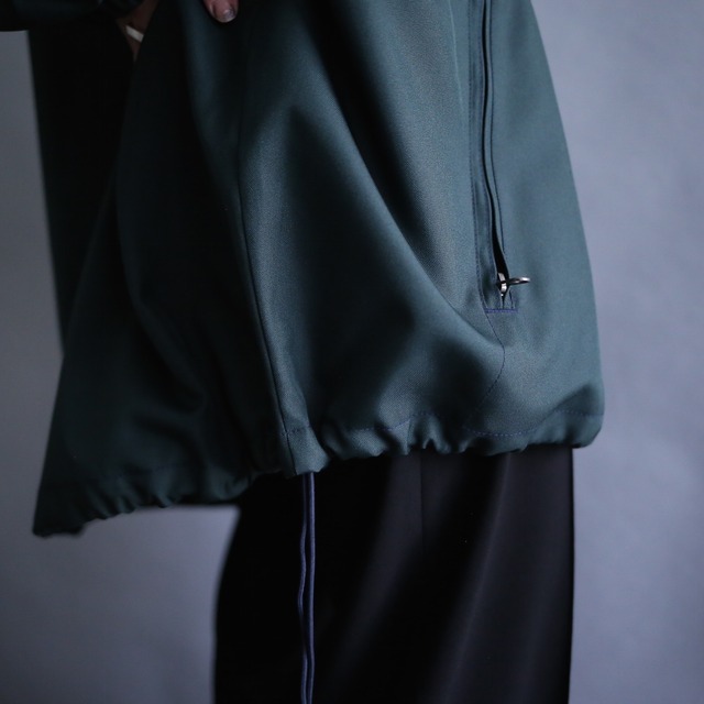 deep green sleeve switching line design over size anorak parka