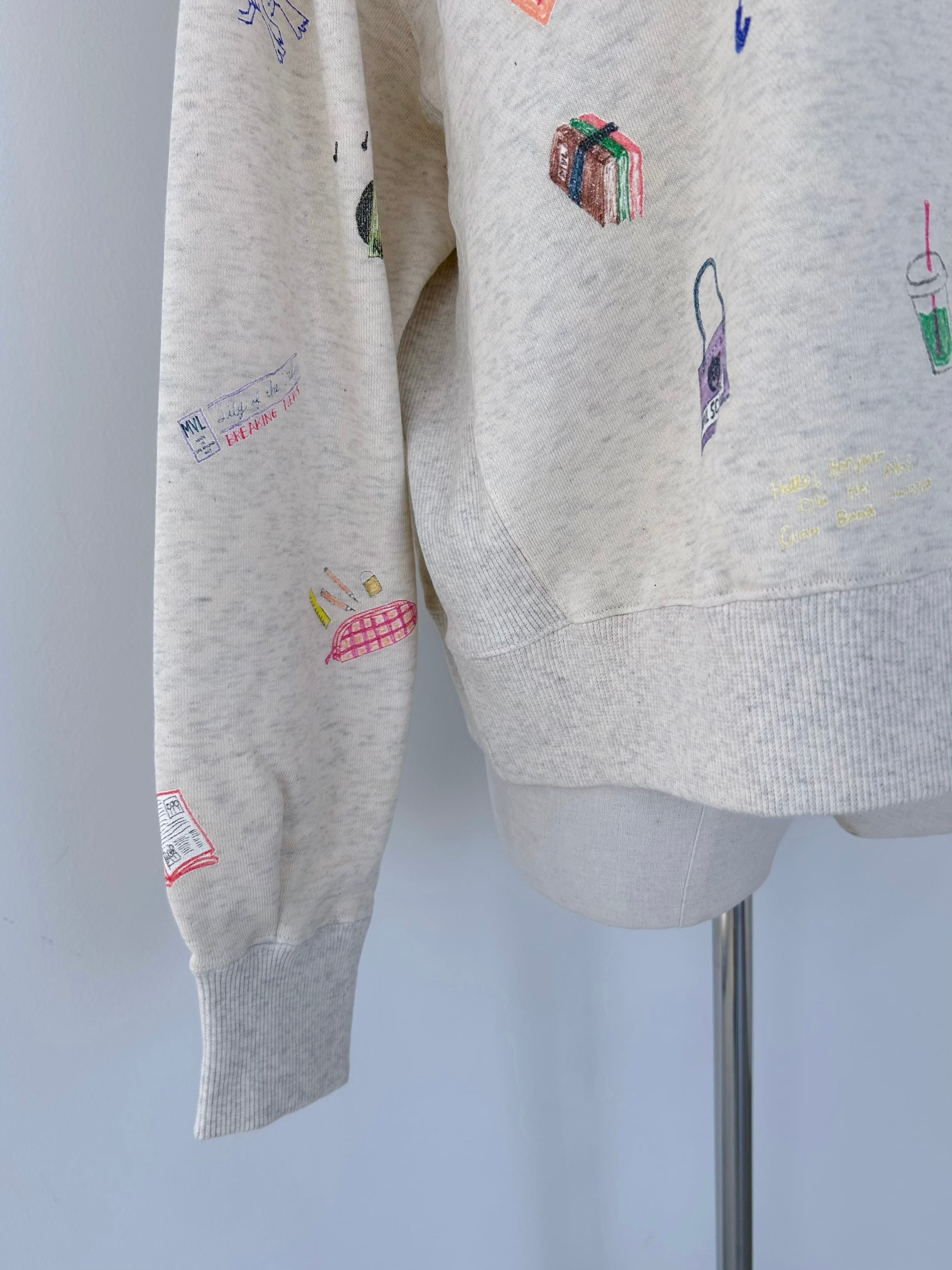 MUVEIL レース襟付き落書きプリントスウェットプルオーバー | KOKO