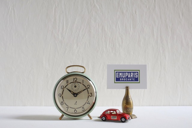 フランス アンティーク ヴィンテージ JAZ 目覚まし時計『GONIC』ミントグリーン×ゴールド N-06482