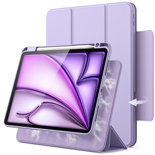 JETech iPad Air 11インチ M4/M3/M2・Air 5/4用 磁気式着脱可能ケースカバー (パープル)