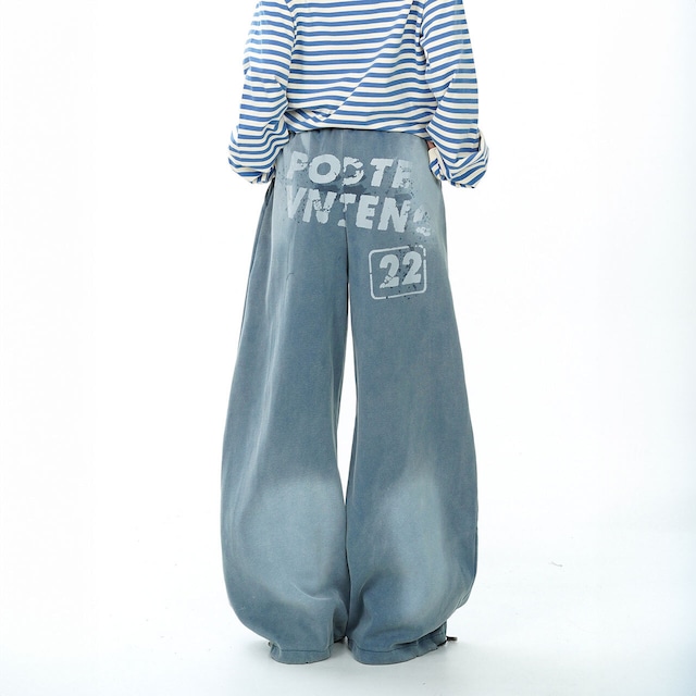 バックレタリングナンバリングワイドパンツ 2col R02630