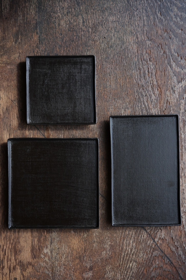 角皿 正方 小 黒漆