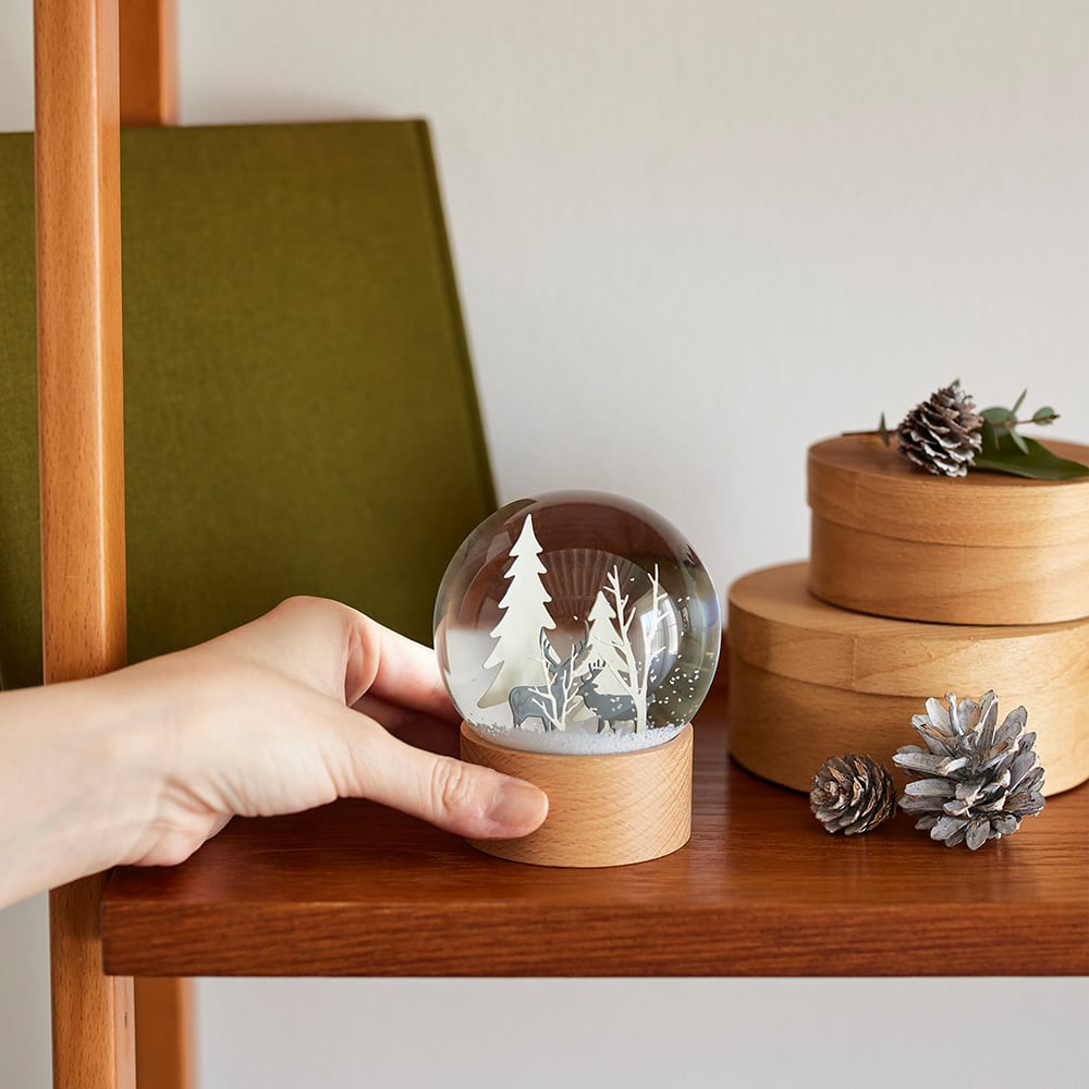 風景 スノードーム 木製ベース 約10cm shesay スノードーム フォレスト | Zakka so-la