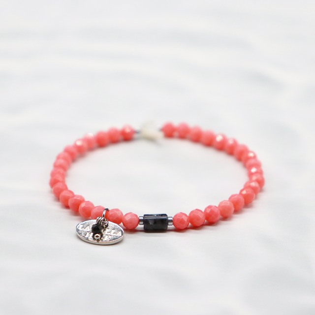 【Lovely Zoo】マザーオブパール×コーラル×ラルビカイト ブレスレット