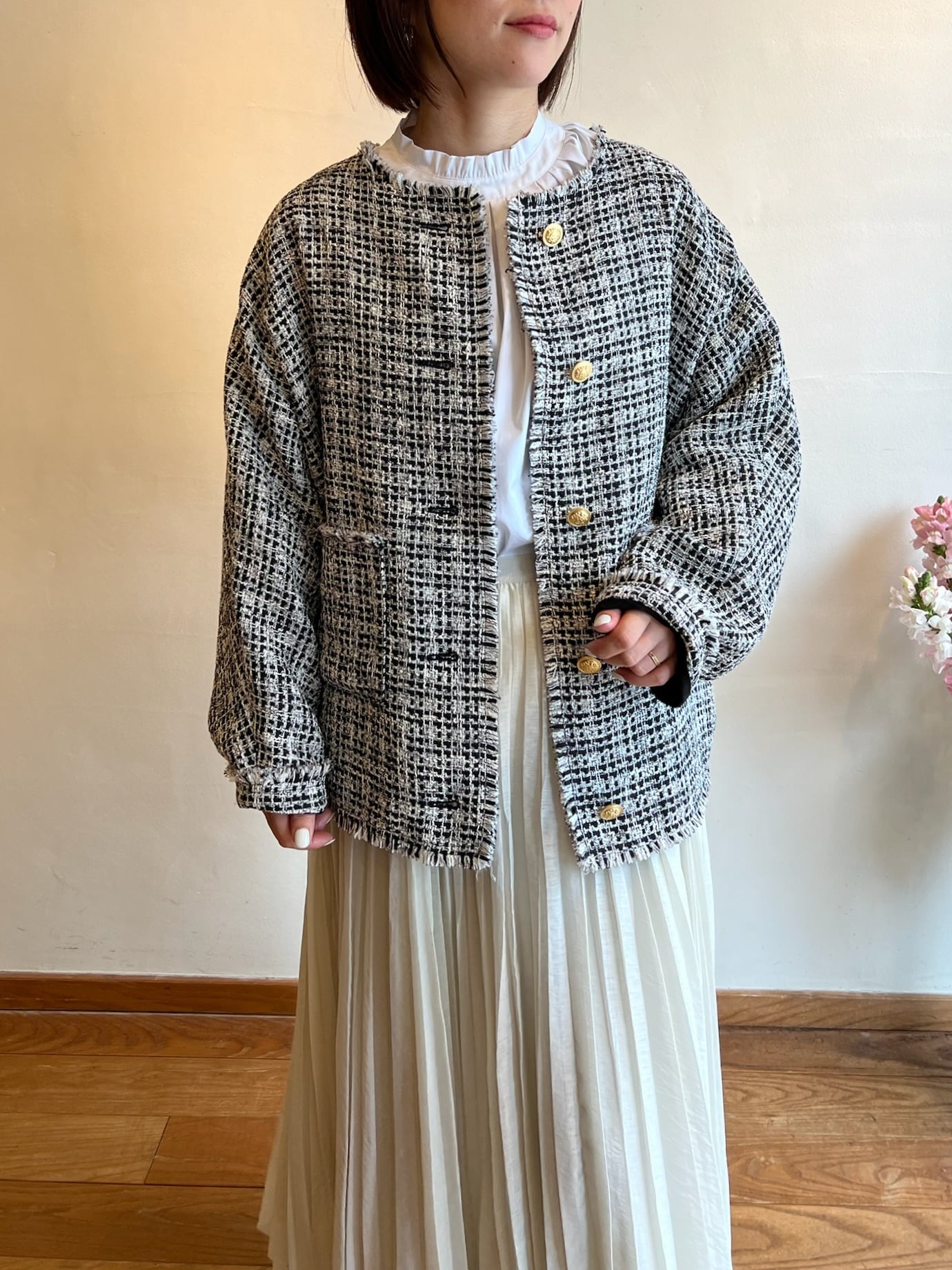 NEW】Dignite collier / ドルマンスリーブツイードジャケット | anouk