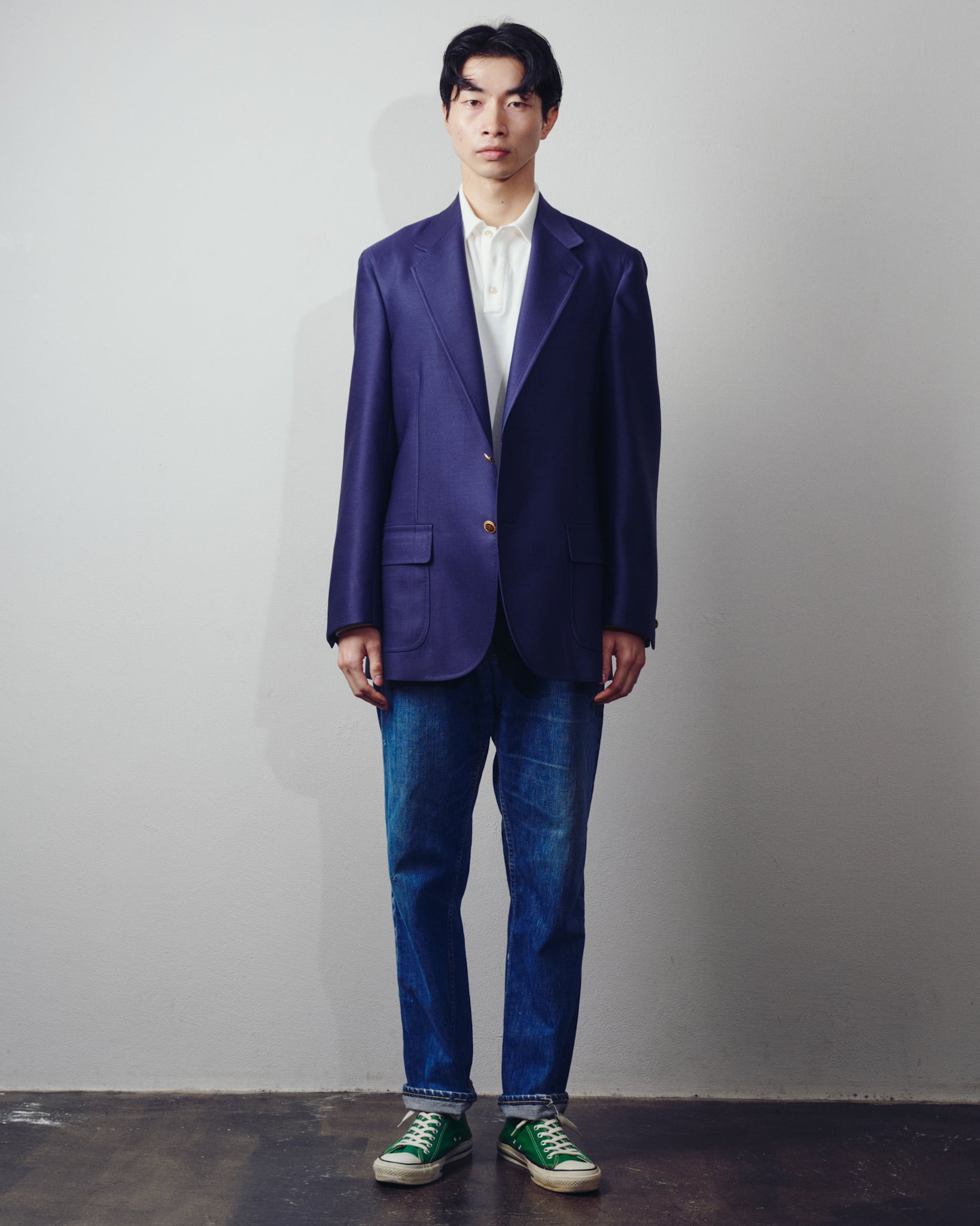 新品】MINTENS made in French special wool silk Vintage Fabric Navy