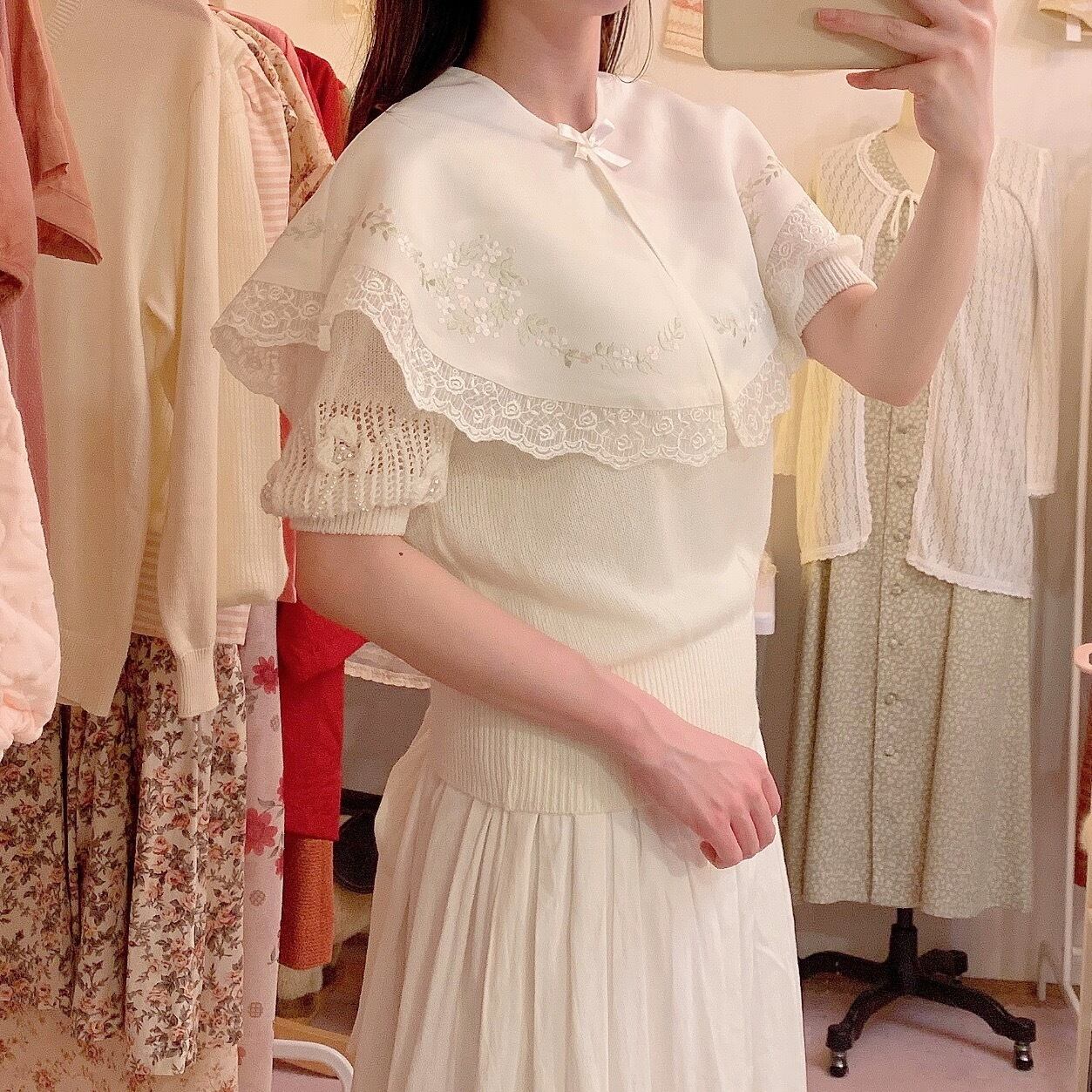 white flower lace big collar