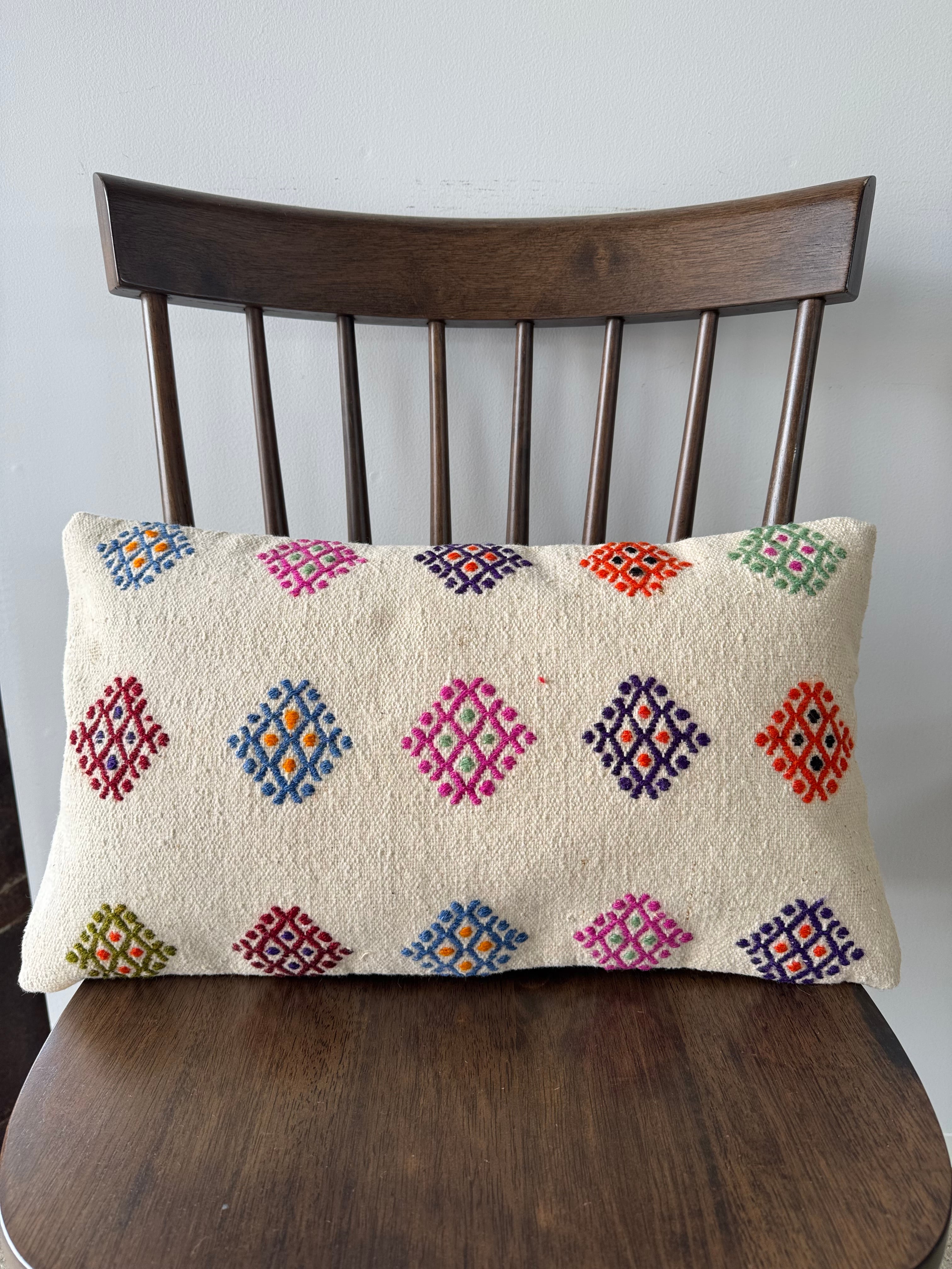 ヴィンテージ トルコラグ 刺繍クッションカバー 30x50 TRC162