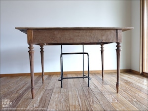 チーク無垢材 ヴィンテージテーブルAnq/E デスク ダイニングテーブル 什器 陳列台 アンティーク 表面再仕上済 世界三大銘木