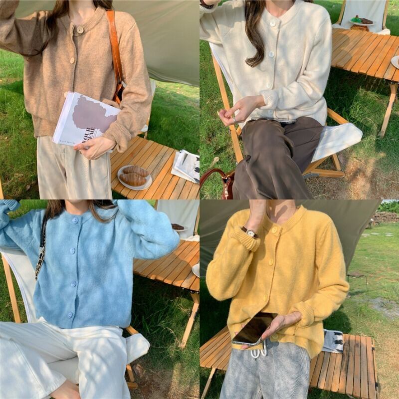 ニットセーター レディースルーズスタンダードスタイルトップス スプリングカーディガンジャケット レトロ 春物 ブラックストロベリース84285454594