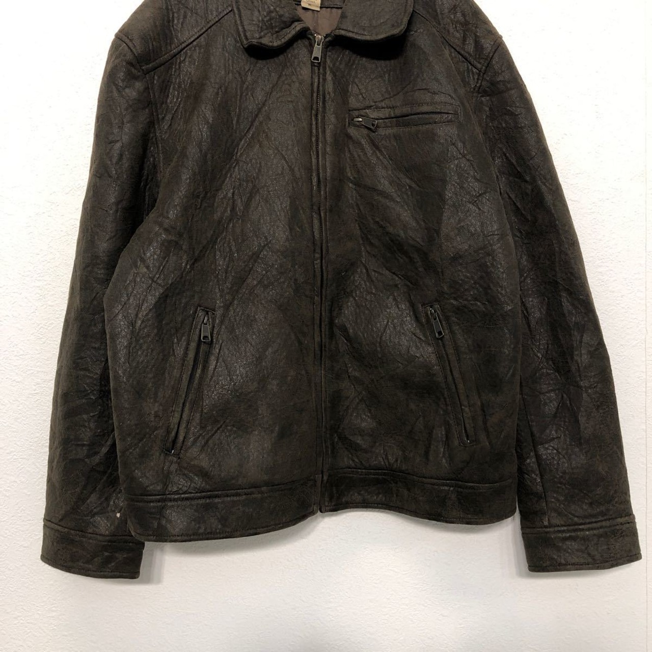 RuffHewn フェイク レザー ジャケット XL ブラウン ラフヒューン 