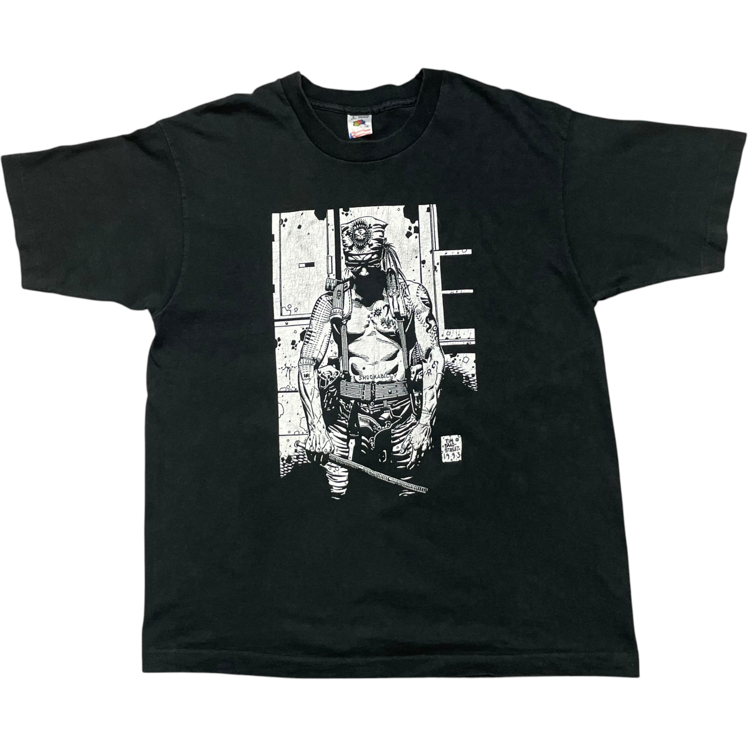 《L》FRUIT OF THE ROOM フルーツオブザルーム Tシャツ シングルステッチ フロントプリント ソルジャープリント ブラック USA製 90年代 vintage no.10505
