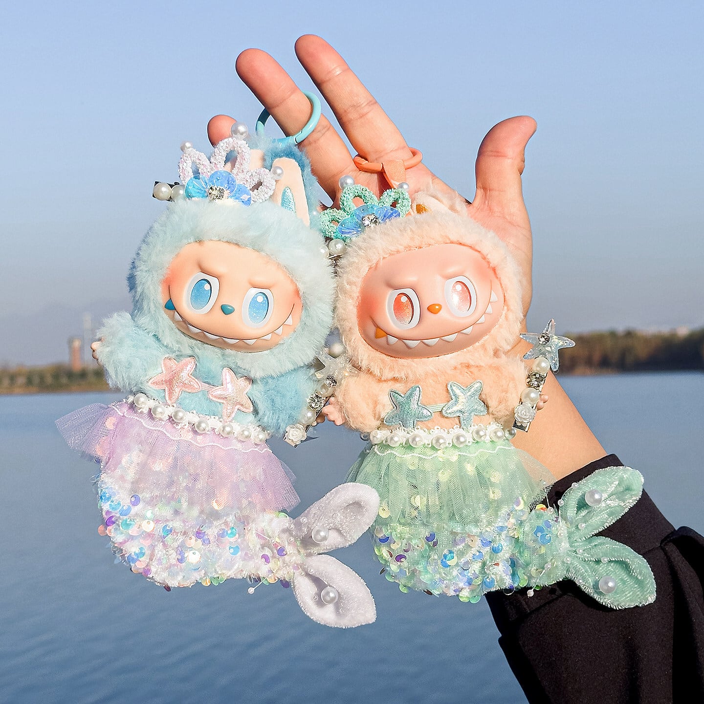 【日本未発売】POPMART新品 ラブブ 船长水手人魚 ぬいぐるみ 3体セット ラブブ 1-3世代 マーメイド スタートップス+キラキラ魚の尾+ヘア