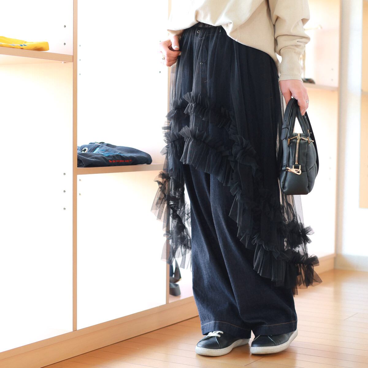 CHIGNON (シニヨン) ギャザー&フリルヘム チュールオーヴァースカート