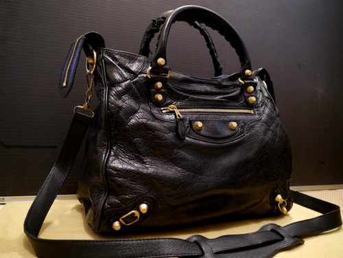 超レア◆BALENCIAGA バレンシアガ ジャイアントヴェロ ハンドショルダー2way レザー バッグ 黒x金◆ エディターズラインから希少なヴェロ♪  Yahoo!かんたん決済