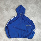 【希少】アディダス ナイロンジャケット 80s 銀タグ ロゴプリント 一点物