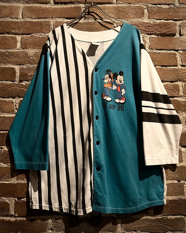 【Caka act3】“OLD Disney” Mickey & Minnie Vintage Loose Baseball Shirt