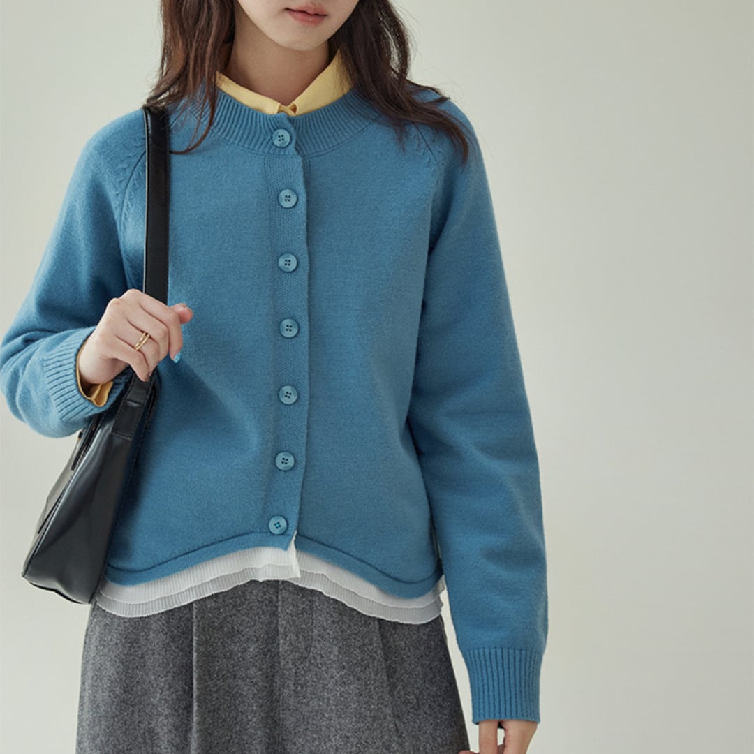 lace panel raglan sleeve cardigan