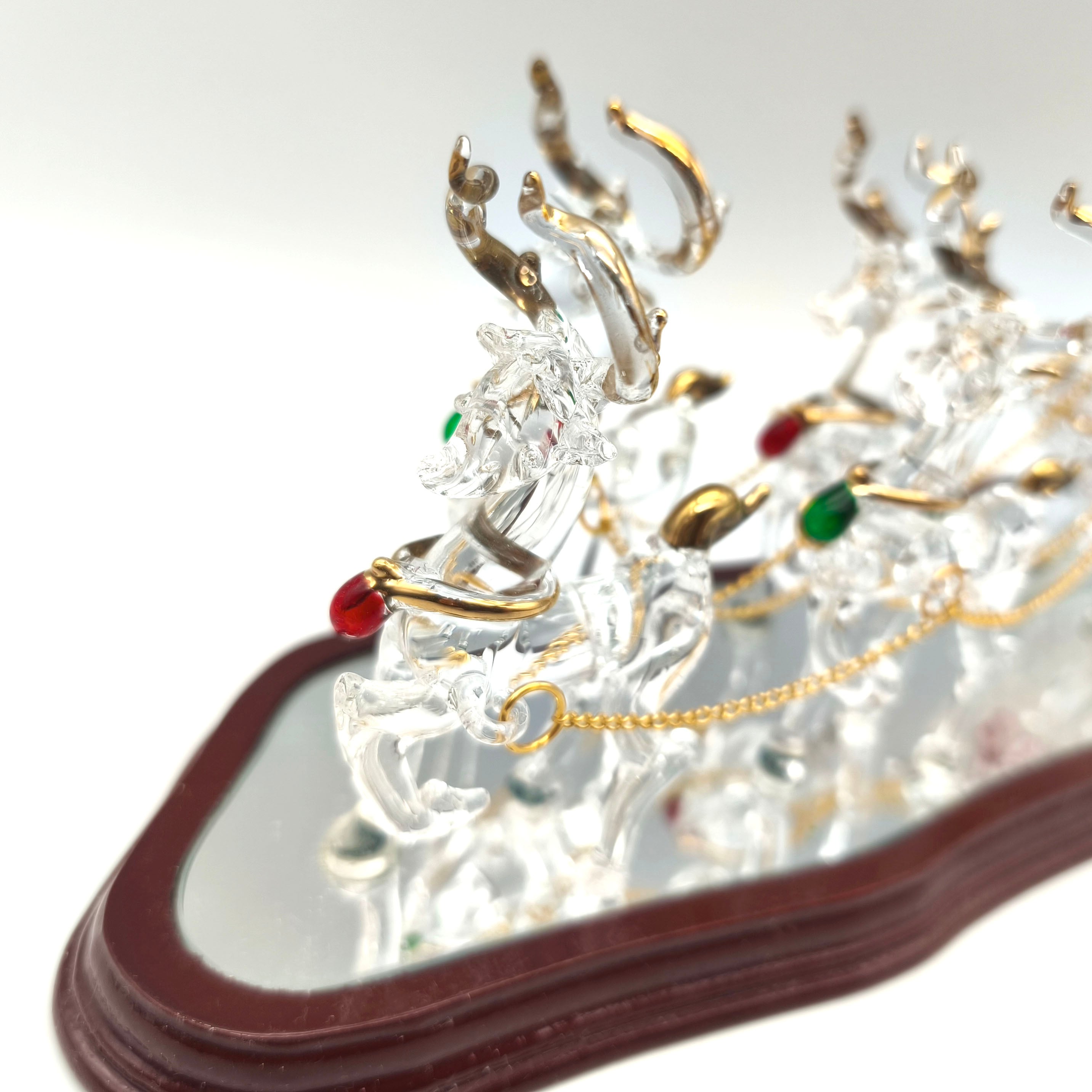 ガラス細工・クリスマス飾り・サンタクロース・トナカイ・No.250329-05