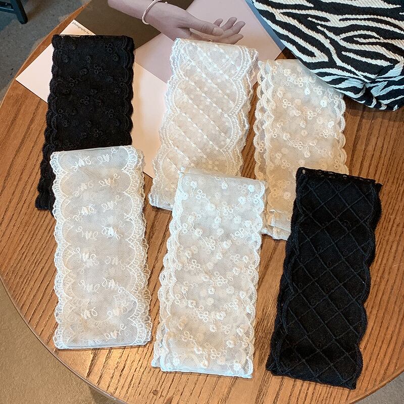 レーススカーフ ヘアバンド サマーライン 夏物 ヘアアクセサリー シルク ブラック・アイド・ピーズ22745231901