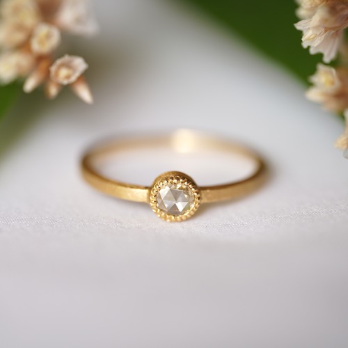 [送料当方負担] K18 Round Rose cut Diamond ring(0.14ct,R080_RRDClear)