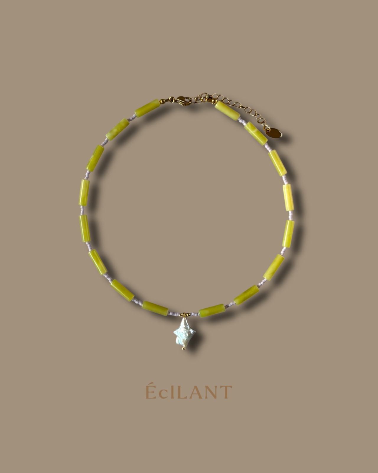 Pistachio & Pearl Mix Beads Necklace［BZN38］