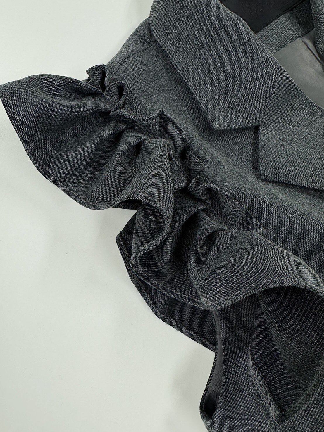 Frill tailored vest / gray（即納商品） | moripon