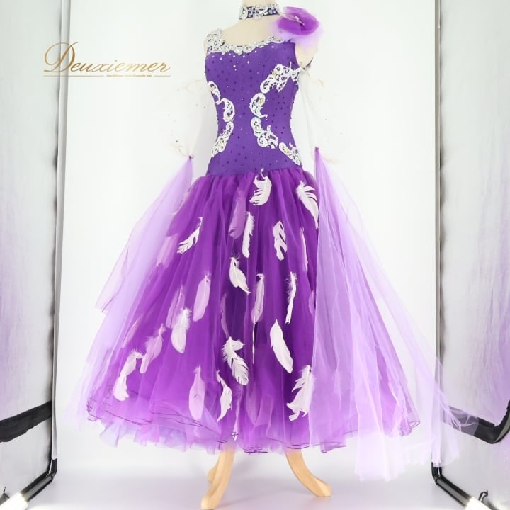 社交ダンス　ドレス　スタンダードドレス　紫　THE ONE ワンピース　衣装 社交ダンス 衣装 スタンダード ドレス スタンダードドレス ワンピース